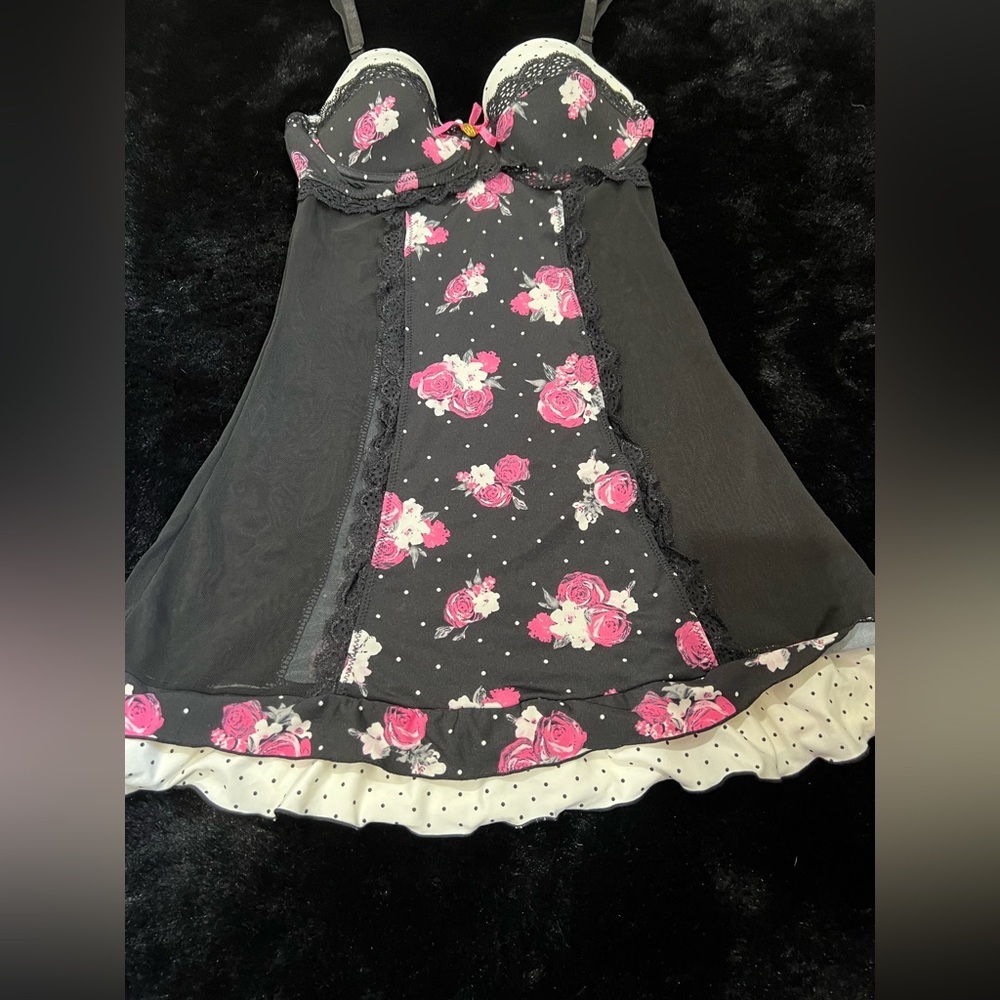 Jessica Simpson Floral & Polka Dot Babydoll Slip Dress - Size Small - Picture 5 of 10